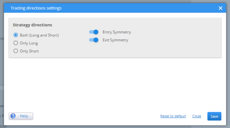 Trading Directions Settings
