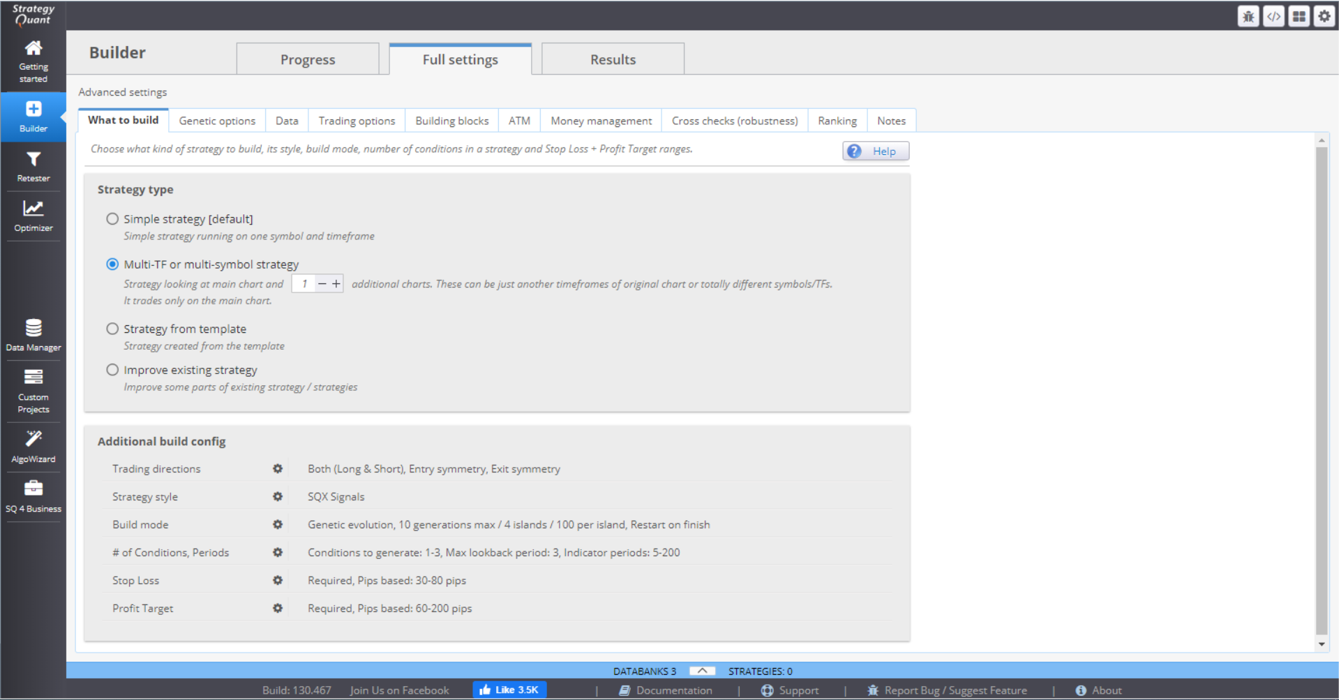Builder Full Settings tab