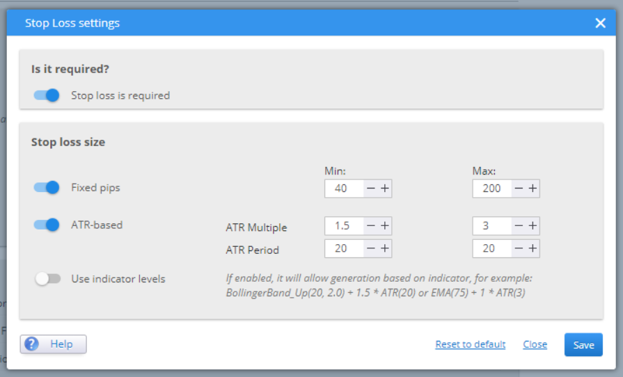 Stop Loss Settings