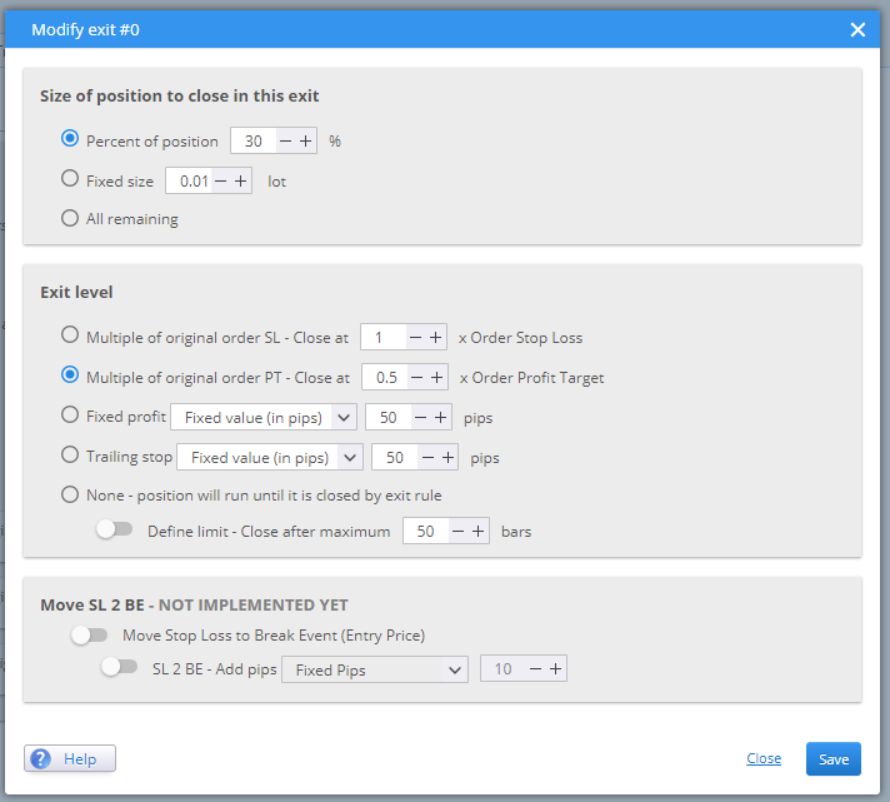 Modify Exit Rules