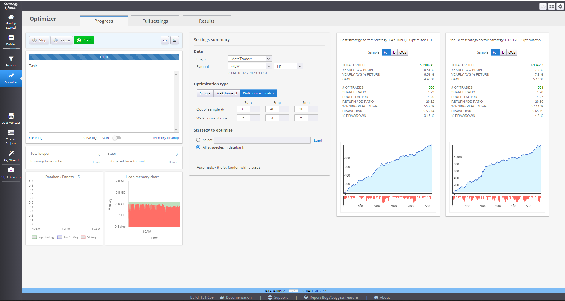 Optimizer Progress Section