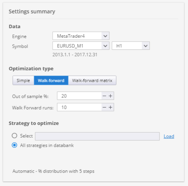 Optimizer Settings Summary