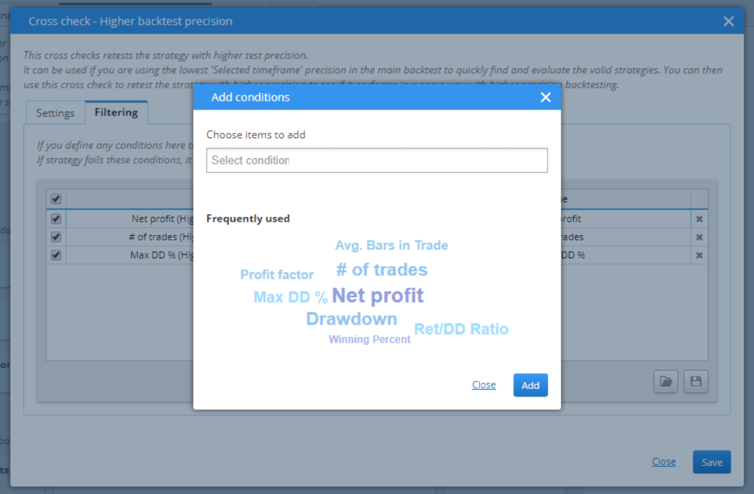 Add Conditions to Crosscheck