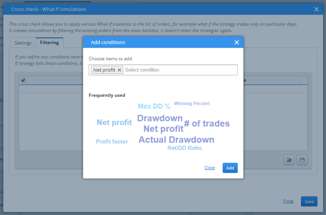 Add Conditions to Crosscheck