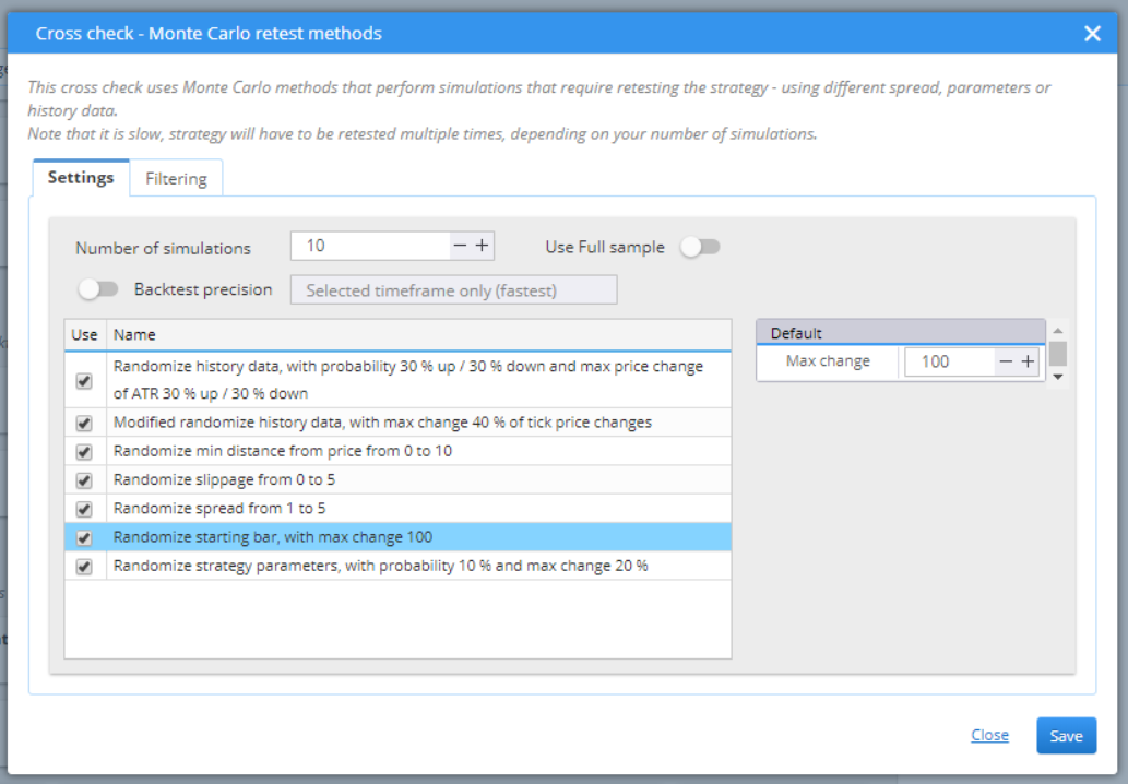 Randomize Starting Bar Settigns