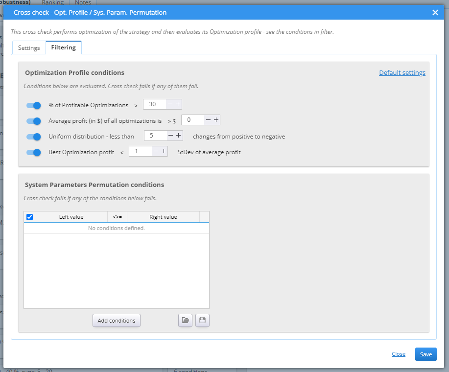 Opt.Profile / Sys.Param.Permutation Filtering